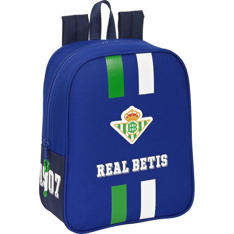 Mochila escolar Real Betis Balompié | SAFTA - Mediana, adaptable a carro, doble compartimento, modelo azul, 34cm