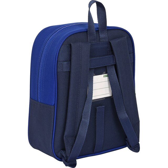 Mochila escolar Real Betis Balompié | SAFTA - Mediana, adaptable a carro, doble compartimento, modelo azul, 34cm