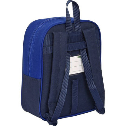 Mochila escolar Real Betis Balompié | SAFTA - Mediana, adaptable a carro, doble compartimento, modelo azul, 34cm