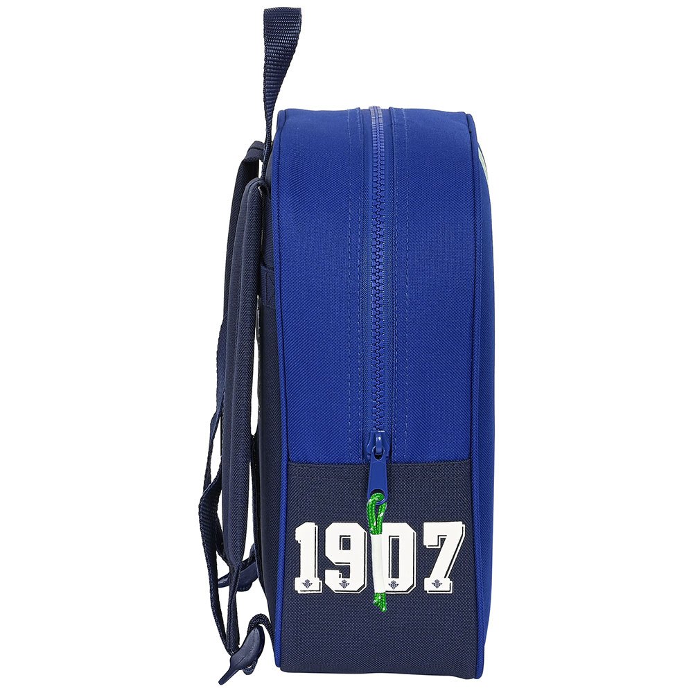 Mochila escolar Real Betis Balompié | SAFTA - Mediana, adaptable a carro, doble compartimento, modelo azul, 34cm