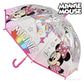 Cerdá Paraguas Infantil Minnie Mouse producto oficial, transparente con estampado, mango de bastón rosa, apertura manual, varillas fibra de vidrio - 64 cm