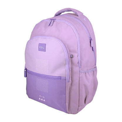 Mochila escolar grande Roomy Kuru3 Lavanda | GRAFOPLÁS - Mochila con triple compartimento gran capacidad, cierre de cremallera, bolsillos laterales y uno pequeño frontal, adaptable a carro, hombreras acolchadas, base reforzada