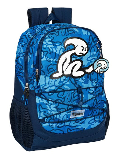 Mochila escolar grande El Niño, adaptable a carro | SAFTA - Azul, 44 cm, doble compartimento