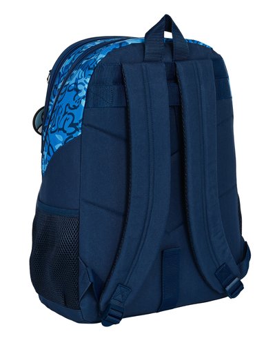 Mochila escolar grande El Niño, adaptable a carro | SAFTA - Azul, 44 cm, doble compartimento