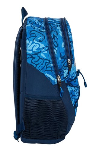 Mochila escolar grande El Niño, adaptable a carro | SAFTA - Azul, 44 cm, doble compartimento