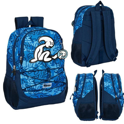 Mochila escolar grande El Niño, adaptable a carro | SAFTA - Azul, 44 cm, doble compartimento
