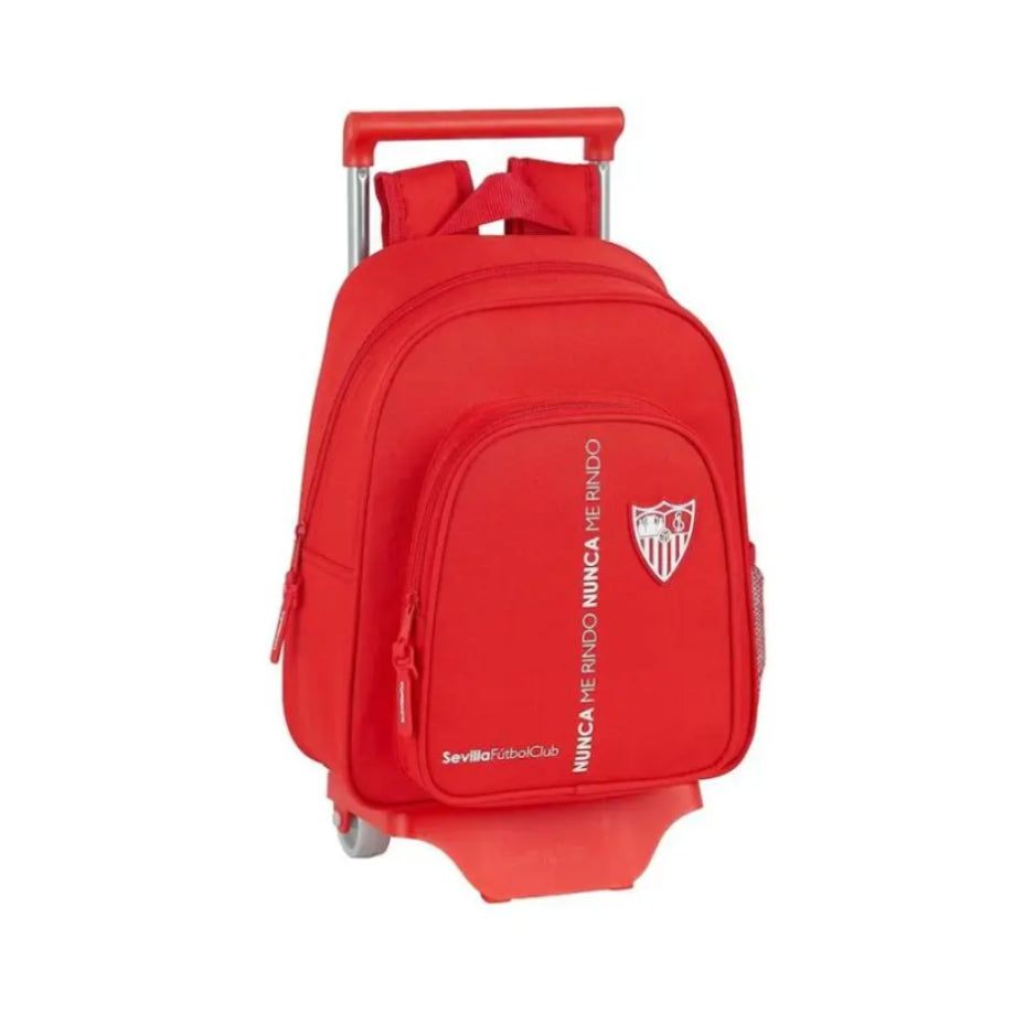 Mochila Infantil pequeña Sevilla FC Corporativa 'Nunca Me Rindo' | SAFTA - Mochila con carro de 2 ruedas, 34 cm, producto con licencia oficial // Ref: 612056020