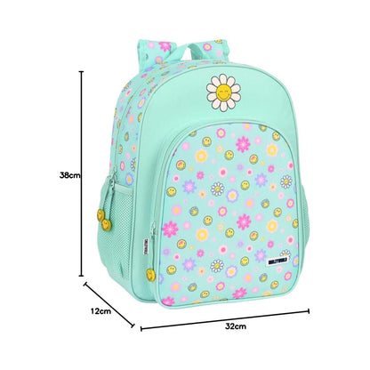 Mochila escolar Smile World Summer Fun | SAFTA - Mochila Junior, 38 cm, color verde agua, adaptable a carro // Ref: 3052341