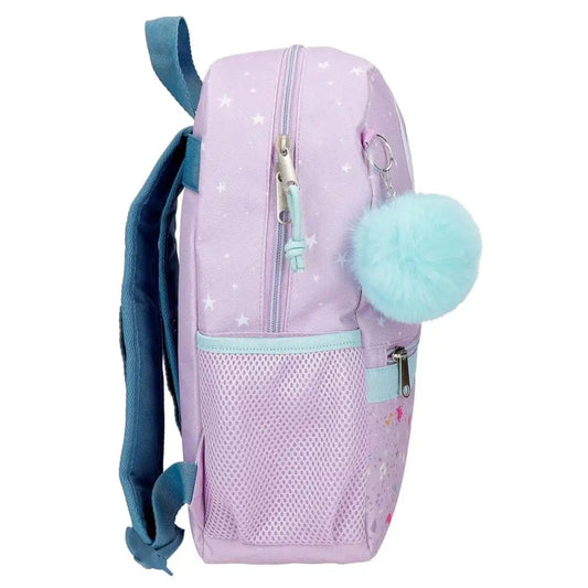 Mochila escolar infantil Stitch Lovely | JOUMMA BAGS - Mochila malva estampada, bolsillo plano frontal y principal con cierre cremallera, 23x28x10cm // 3162241