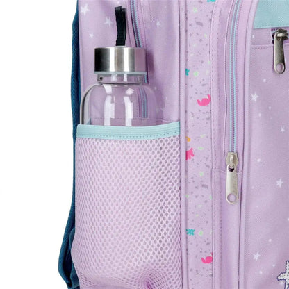 Mochila escolar infantil Stitch Lovely | JOUMMA BAGS - Mochila malva estampada, bolsillo plano frontal y principal con cierre cremallera, 23x28x10cm // 3162241