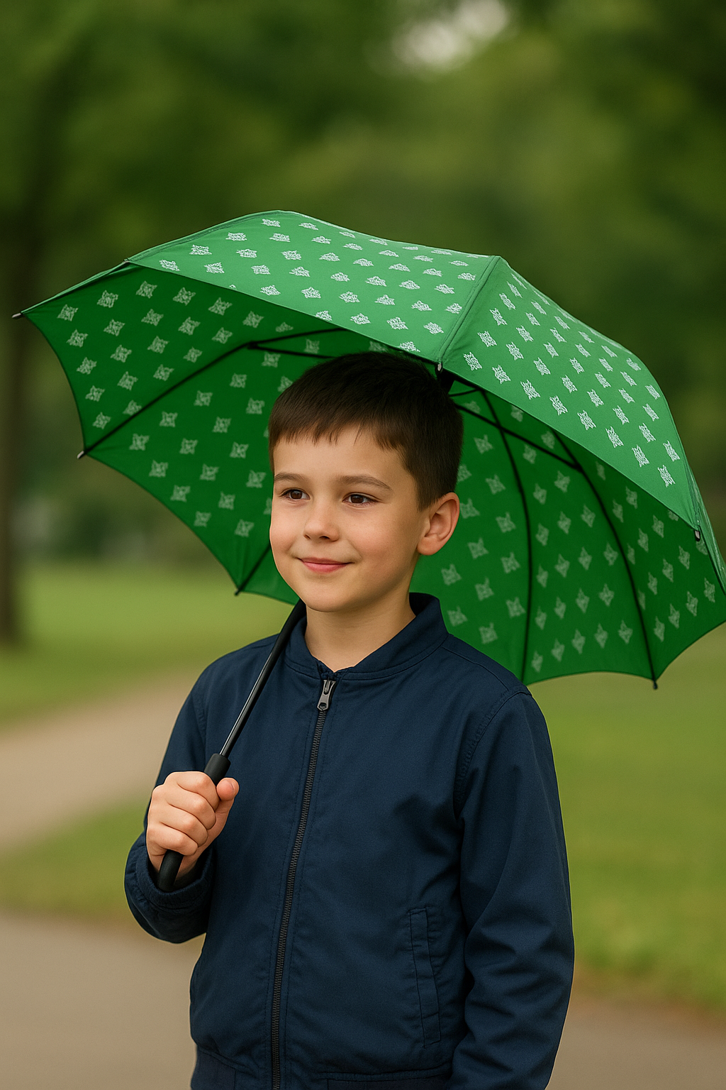 Paraguas cadete Real Betis Balompié | SEVA IMPORT - Paraguas plegable unisex, mango ergonómico, escudo estampado en plateado, producto oficial del equipo // Ref: 4101036