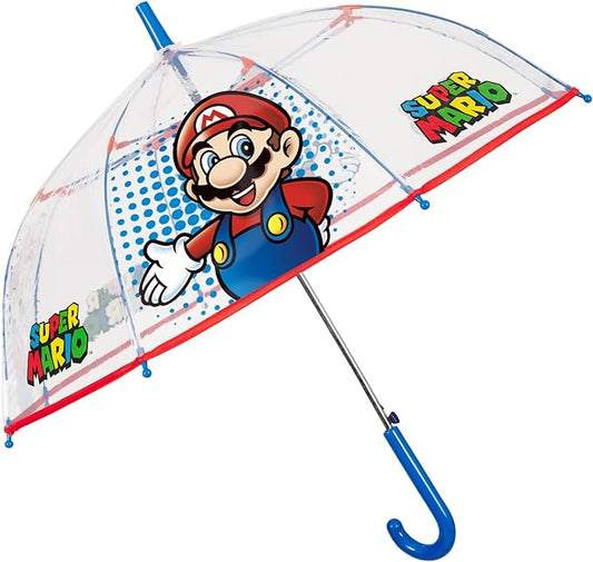 Paraguas Infantil Super Mario | PERLETTI - Paraguas infantil con licencia oficial, transparente