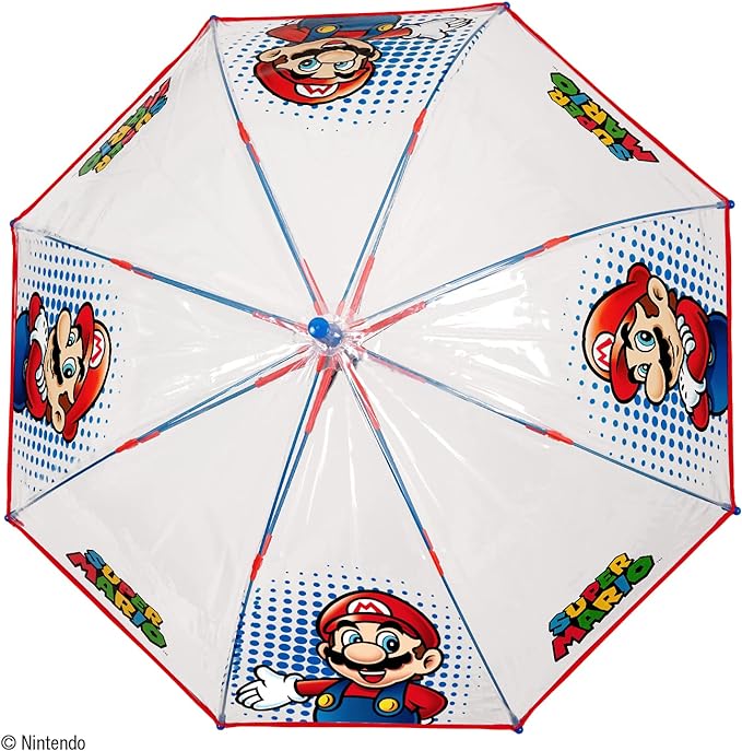 Paraguas Infantil Super Mario | PERLETTI - Paraguas infantil con licencia oficial, transparente