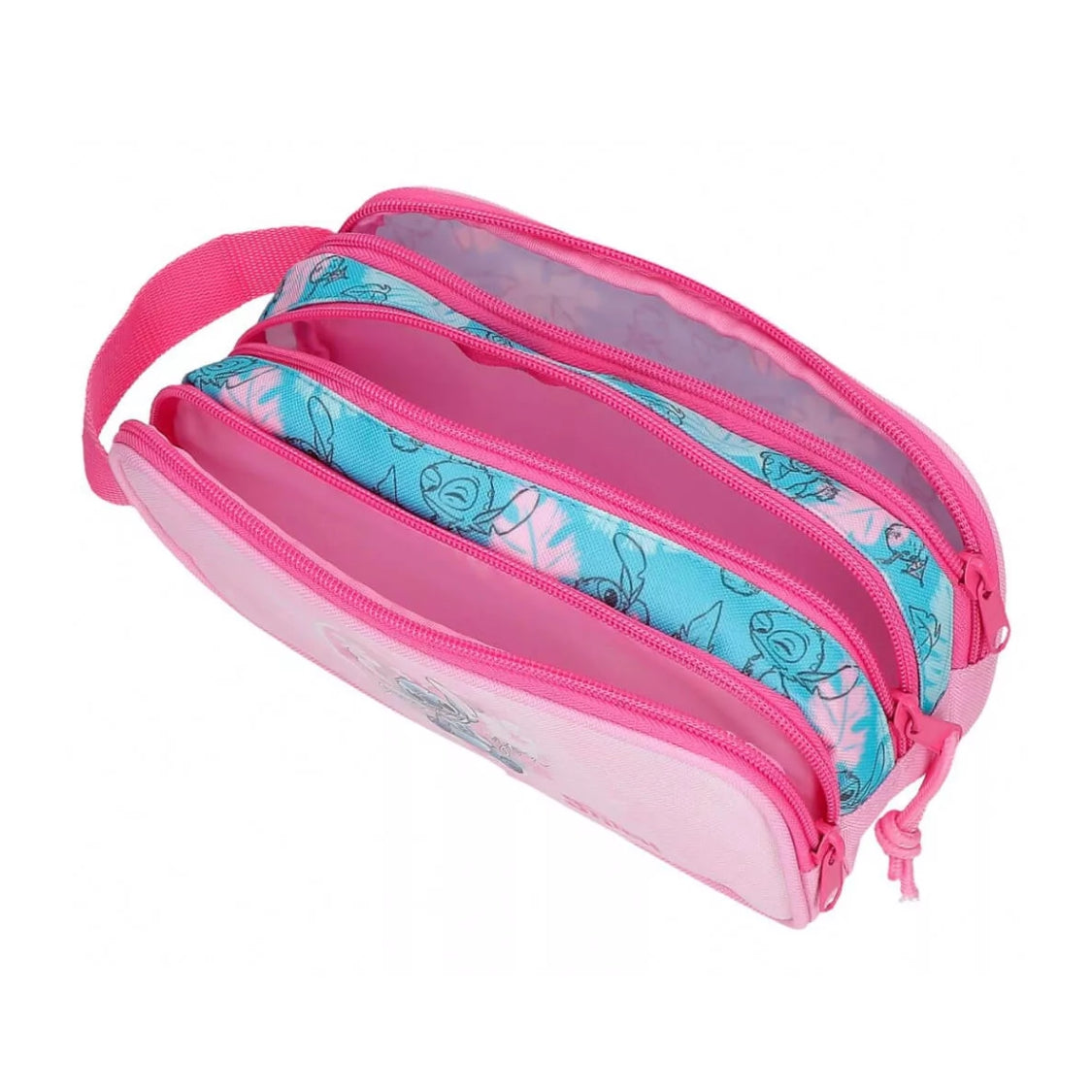 Portatodo Stitch 'Heart', oficial Disney | JOUMMA - Portatodo triple con asa lateral, cierre cremallera, rosa // Ref: JOUM610078407070