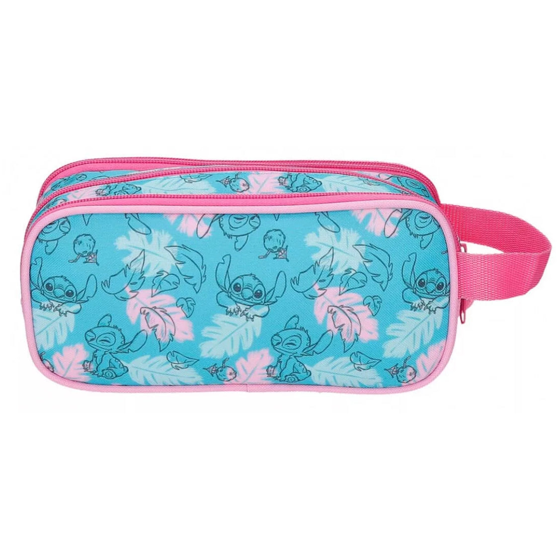 Portatodo Stitch 'Heart', oficial Disney | JOUMMA - Portatodo triple con asa lateral, cierre cremallera, rosa // Ref: JOUM610078407070