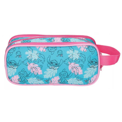 Portatodo Stitch 'Heart', oficial Disney | JOUMMA - Portatodo triple con asa lateral, cierre cremallera, rosa // Ref: JOUM610078407070
