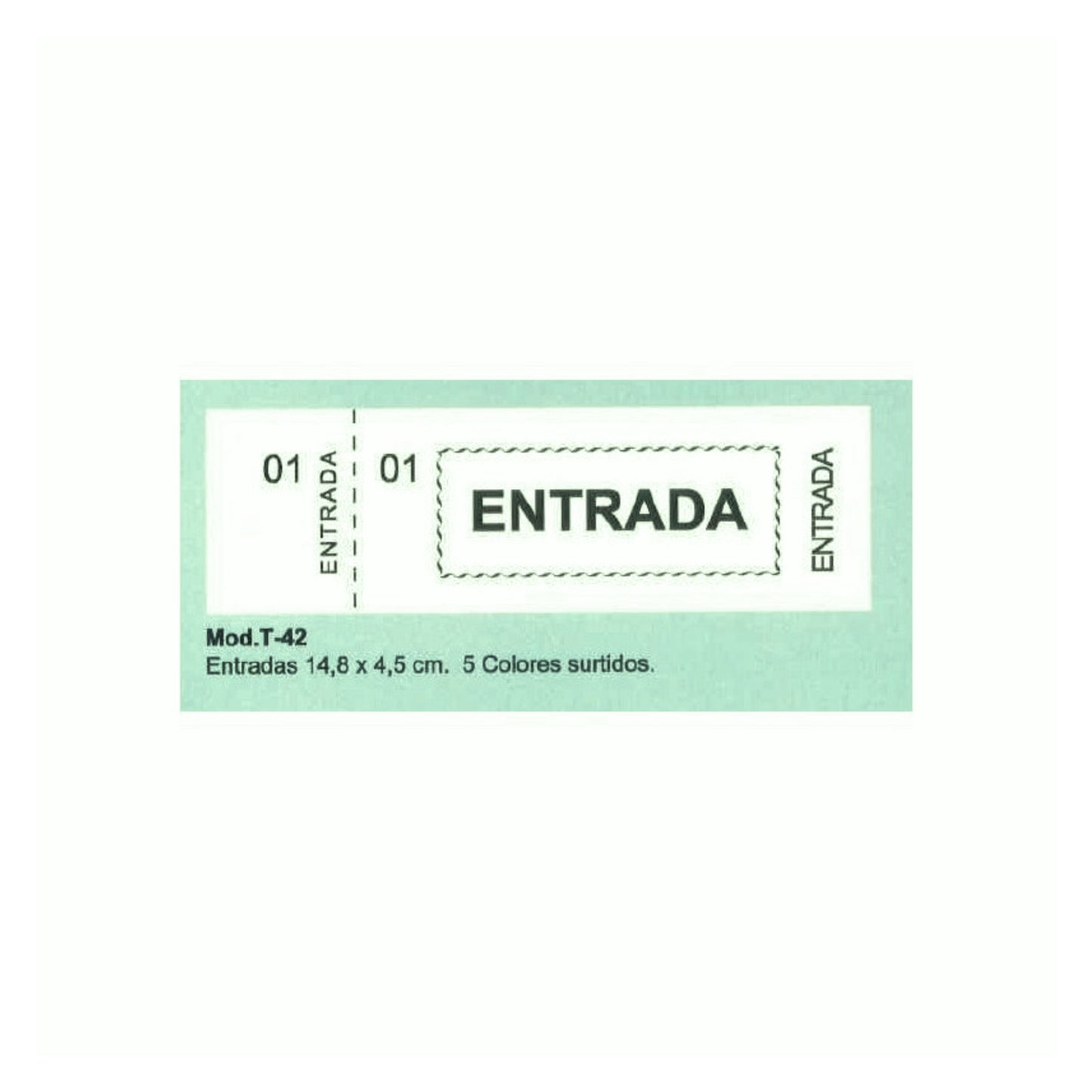 Talonarios Entradas Mod. T-42 | LOAN - Pack de 20 talonarios de 5 colores (4 de cada color),  14,8 x 4,5 cm, 100 tickets por talonario // Ref: 0171624