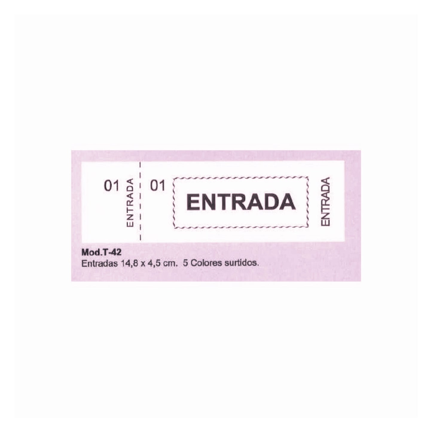 Talonarios Entradas Mod. T-42 | LOAN - Pack de 20 talonarios de 5 colores (4 de cada color),  14,8 x 4,5 cm, 100 tickets por talonario // Ref: 0171624