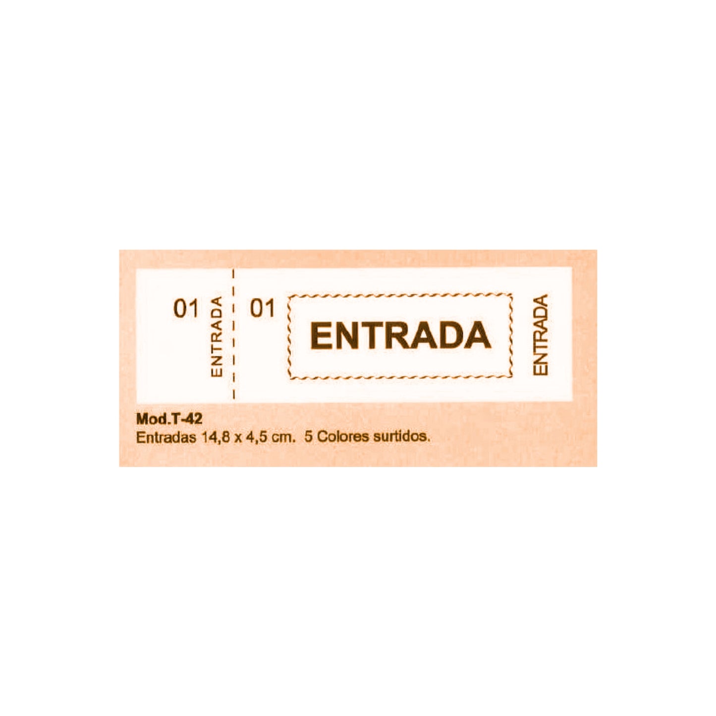 Talonarios Entradas Mod. T-42 | LOAN - Pack de 20 talonarios de 5 colores (4 de cada color),  14,8 x 4,5 cm, 100 tickets por talonario // Ref: 0171624