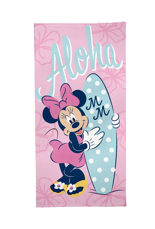 Toalla Minnie Mouse 'Aloha', marca Suncity - Microfibra, 70 x 140 cm, rosa