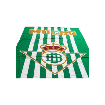 Toalla de baño 'Mucho Betis', producto oficial del Real Betis Balompié | SORICASTEL - Toalla microfibra, rayas verdes y blancas, 180x90 cm // Ref: 02031921AA28