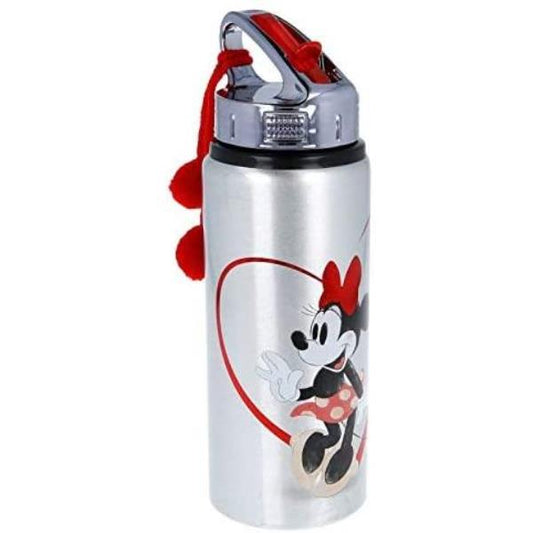 Botella de aluminio con boquilla accionable y decorada con ilustración de Minnie. Capacidad: 710 ml.