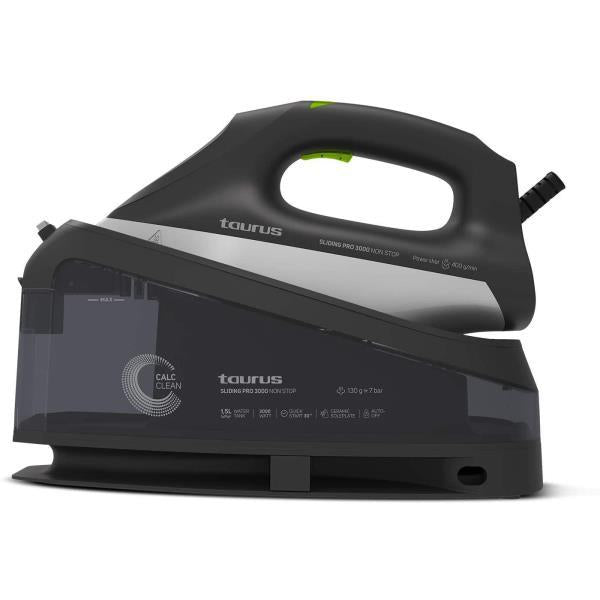 Taurus Sliding Pro 3000 Non Stop - Centro de planchado, 3000W, calentamiento en 30s, vapor continuo, depósito extraíble 1.5L, modo ECO/MAX, suela cerámica