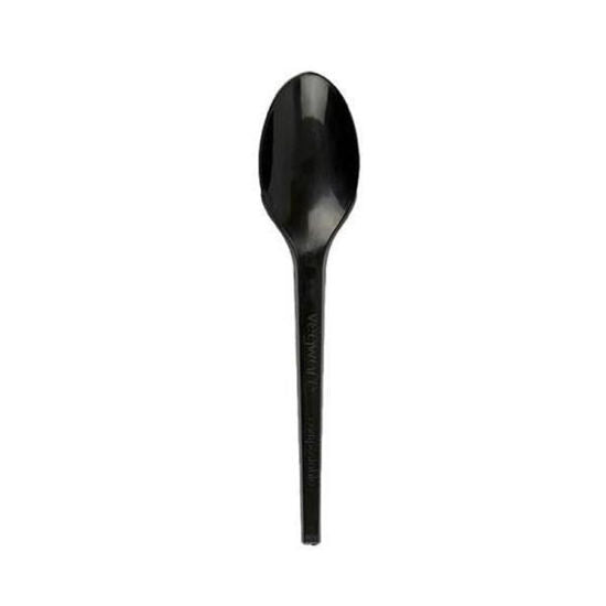 Cuchara desechable negra, 18 cm - Pack 50 unidades