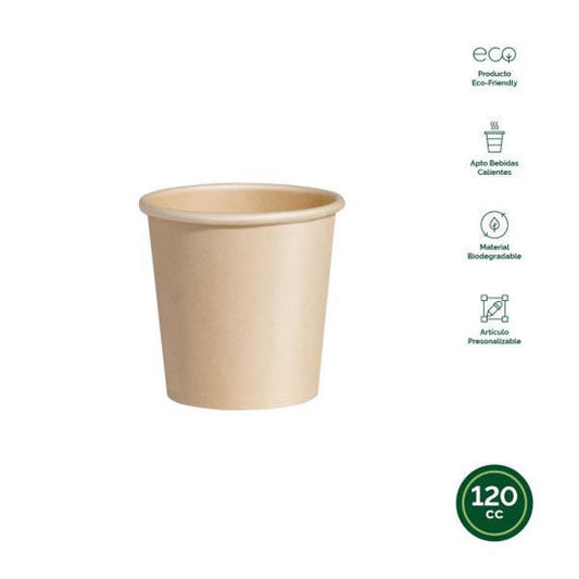 Vaso desechable 'Papel Nature', 120 ml - Pack 50 unidades