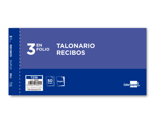 Talonario RECIBO 'T-236' 3º folio, duplicado - Pack 10 unidades