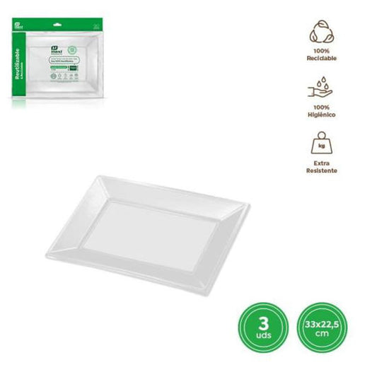 Bandeja desechable rectangular, 33 x 22,5 cm - Pack 3 unidades