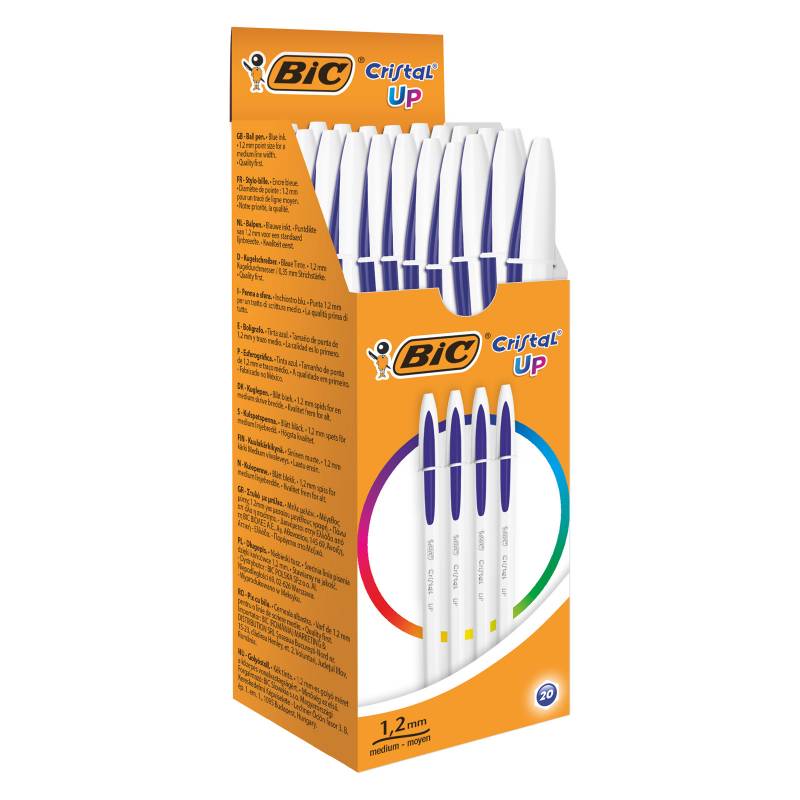 Bolígrafo BIC Cristal Up azul, caja de 20 unid