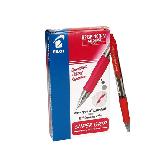 Bolígrafo PILOT 'Super Grip', rojo - Caja 12 unidades