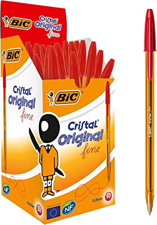 Bolígrafo BIC Cristal fino, rojo caja de 50 unidades