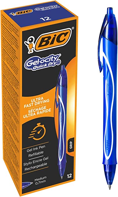 Bolígrafo BIC Gelocity "Quick dry", azul caja de 12 unid