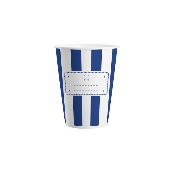 Vaso de papel marinero de rayas - Pack 8 unidades