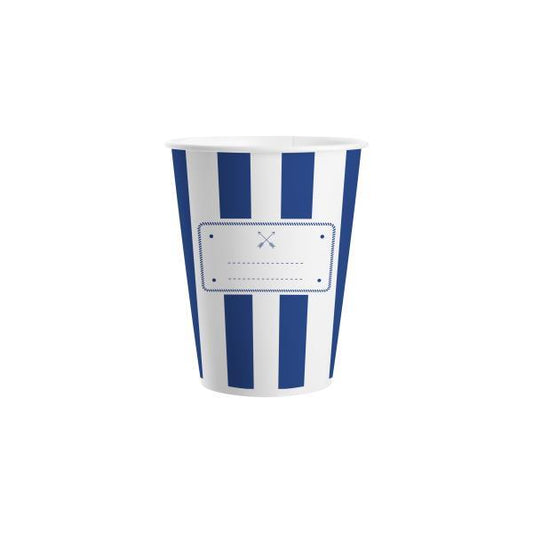 Vaso de papel marinero de rayas - Pack 8 unidades