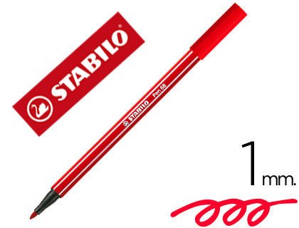 Rotulador STABILO 'Pen 68', rojo - Caja 10 unidades