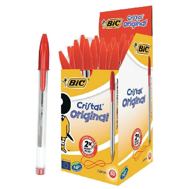 Bolígrafo BIC Cristal, rojo, caja 50 unidades