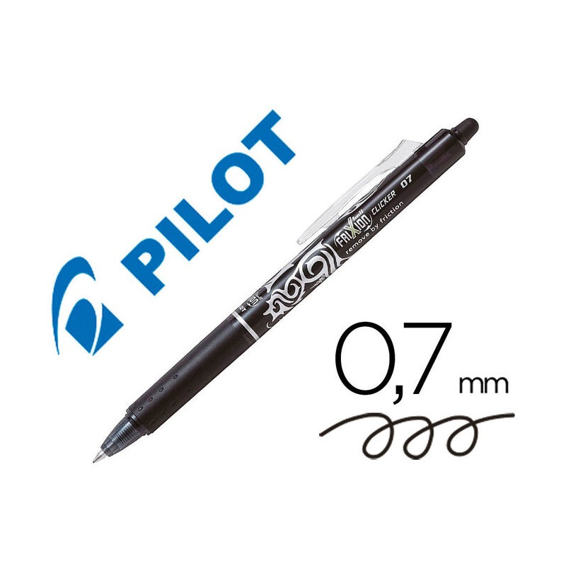 Bolígrafo PILOT 'FriXion' clicker borrable, negro - Caja 12 unidades