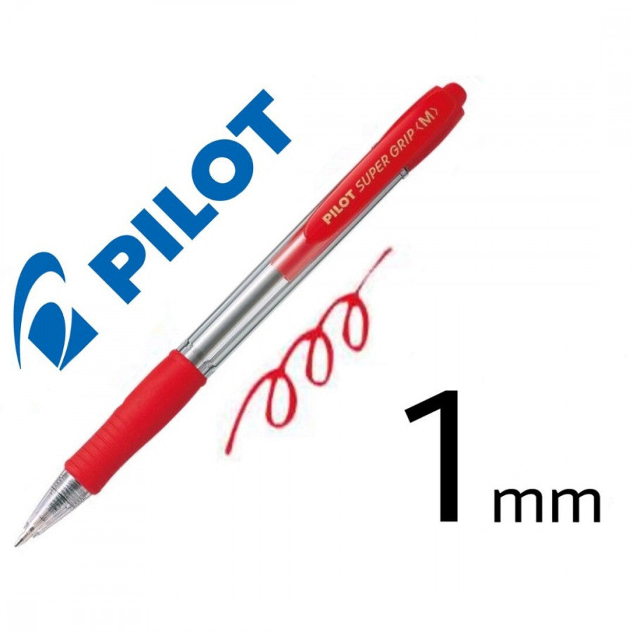 Bolígrafo PILOT 'Super Grip', rojo - Caja 12 unidades