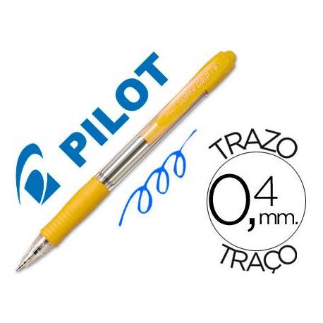 Bolígrafo PILOT 'Super Grip (F)', amarillo - Caja 12 unidades