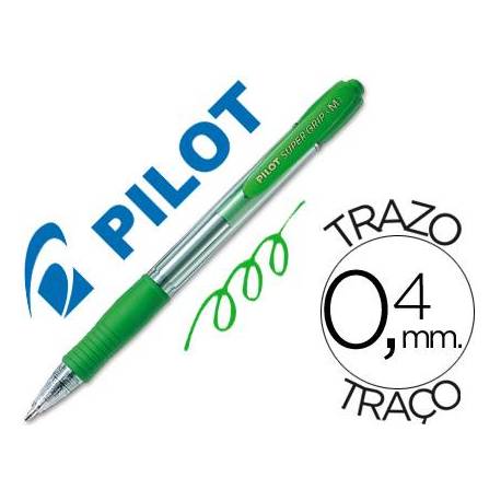 Bolígrafo PILOT 'Super Grip (M)', verde - Caja 12 unidades