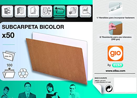 Subcarpeta Kraft Folio Bicolor - Caja 50 unidades