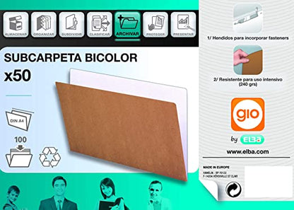 Subcarpeta Kraft Folio Bicolor - Caja 50 unidades