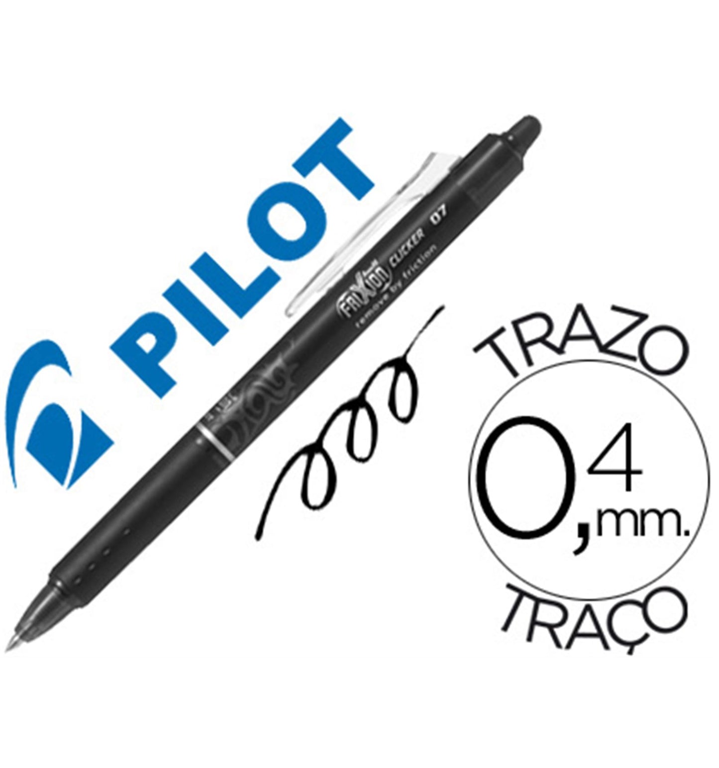 Bolígrafo PILOT 'FriXion' clicker borrable, negro - Caja 12 unidades