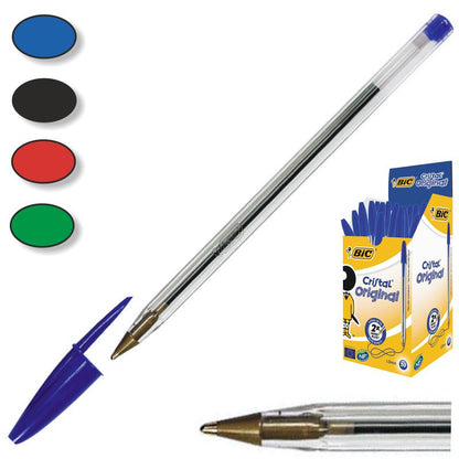 Bolígrafo BIC Cristal, azul , caja de 50 unidades