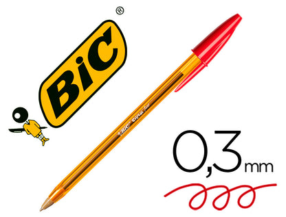 Bolígrafo BIC Cristal fino, rojo caja de 50 unidades