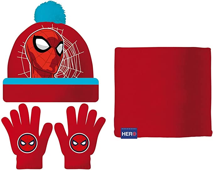 Set de Guantes mágicos, Gorro y Buff de Punto de Marvel-Spiderman