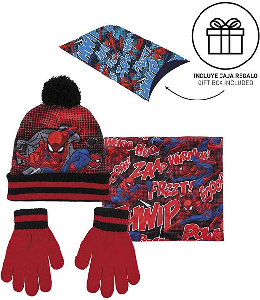 Cerdá Conjunto Braga Cuello Spiderman Marvel, Guantes Y Gorro Niños, Multicolor, Talla Única